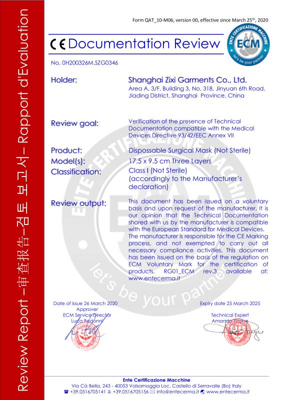 CE - Shanghai Zixi Garments Co., Ltd.