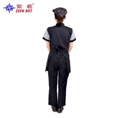 China Customized Waiter/Waitress Uniforms Fashion Restaurant Work Wear Design Breathable Cafe New For Restaurant And Bar Wait Staff Black for sale