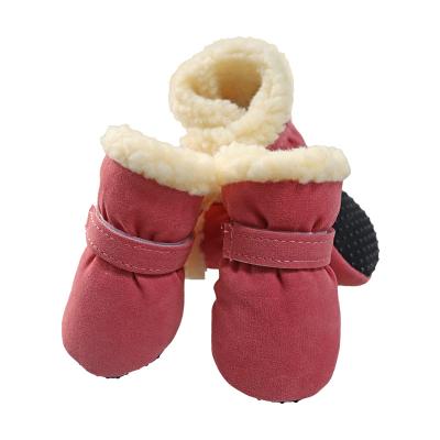 China Sustainable Warm Winter Pet Shoes Candy Color Outdoor Dog Shoes Anti Slip Pet Shoes for sale