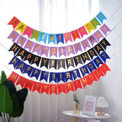 China Festival Decoration Happy Birthday Banner Bunting Backdrop Colorful Birthday Paper Banner for Birthday Party Decorations for sale