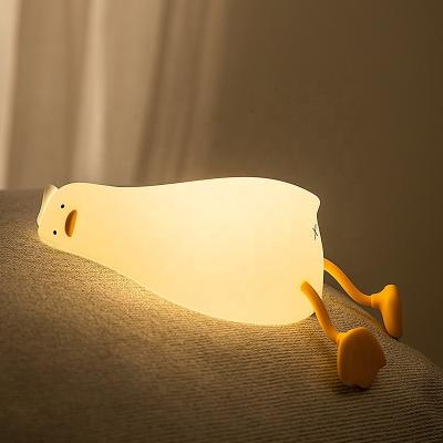 China Silicone Duck lamp lying flat duck rolling duck popular silicone small night light atmosphere lamp for sale