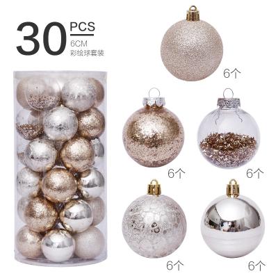 China Christmas Day Decoratiom Christmas decorations 6cm/30pcs golden transparent ball Christmas ball set Christmas tree pendant for sale