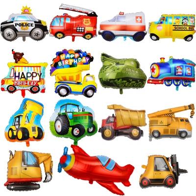 China Party decoration Large size children's cartoon car aluminum film balloon transportation vehicle theme party decoration cement truck balloon for sale