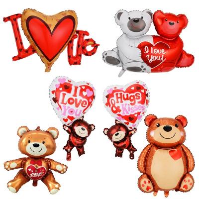 China Festival Decoration Cartoon Bear Balloon Love Embrace Bear Aluminum Film Balloon for sale