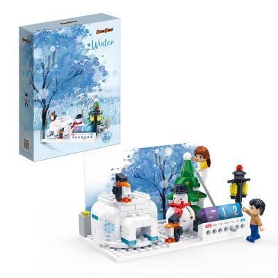 China DIY TOY B6630 BanBao 2021 Seasons Series Bricks Toys Winter Hot Selling White Building Blocks Set With Snowman Toys for sale