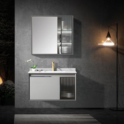 China Modern Washroom anti fog aluminum waterproof bathroom wall standing cabinets led mirror console vanity for sale