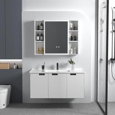 China Modern Factory price bathroom vanity with mirror cabinet set 60cm aluminum white and grey cabinet for sale