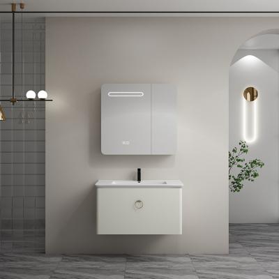 China Modern Luxury PVC Bathroom Vanity Unit Warranty Wall Mounted Bathroom Cabinet And Sink for sale