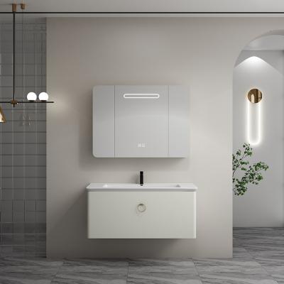 China Modern New Design Cheap Wall Mount Design Slate Countertop Pvc Bathroom Sink Mirror Vanity Cabinet for sale