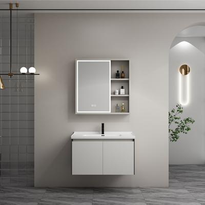 China Modern New design PVC bathroom vanity cabinet surface Wall-mounted bathroom vanities modern for sale