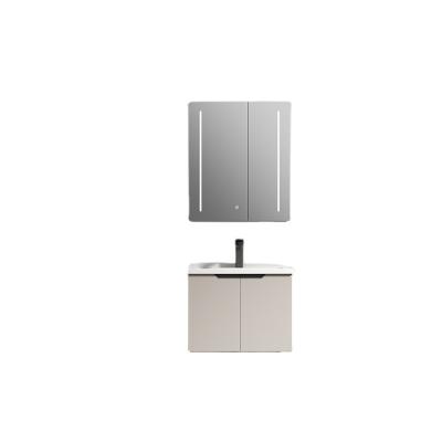 China Modern Luxury hotel modern design High panel bathroom cabinet mirror single sink wall bathroom vanity set for sale