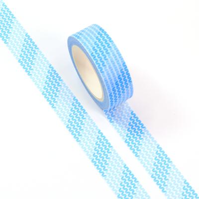 China Waterproof Custom Blue Manzawa Leaves Decoration Washi Tape 15mm x 10m CMYK for sale