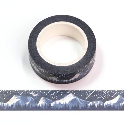 China Wholesale Waterproof Manzawa Washi Tape Custom Printed Silver Foil Snow Mountain Pattern Printing Washi Tape for sale