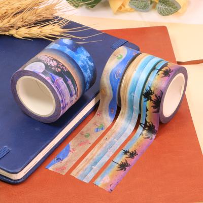 China Manzawa Waterproof Wholesale CMYK New Custom Design Printed Decorative Gold Foil Washi Tape for sale