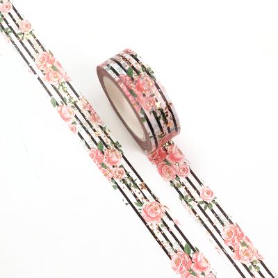 China Wholesale Custom CMYK Waterproof Manzawa Printed New Design Stripe Rose Gold Foil Washi Tape for sale