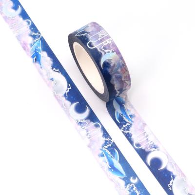 China Wholesale Custom Waterproof Manzawa Aluminum CMYK Whale Silver Holographic Dream Tape 15mm x 10m for sale