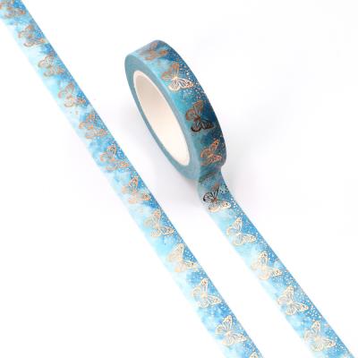 China Wholesale Custom Waterproof Manzawa CMYK Gold Foil Butterfly Washi Tape 10mm x 10m for sale