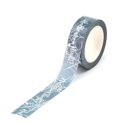 China Manzawa 15mm*10m Waterproof Silver Foil CMYK Halloween Night Washi Tape Holographic Tape for sale