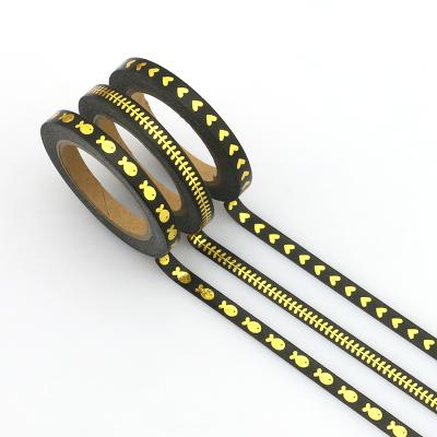 China Waterproof Stationery Korean Deco Masking Thin Tape Gold Foil Washi Tape SKINNY for sale