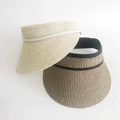 China Image Women Sun Protection UPF 50+Summer Beach Straw Visors Foldable Paper Hat Traveling Sun Hats for sale