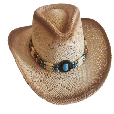 China High Quality Cowboy Outback Western Plush Hat Combing Straw Hat Band Shaped Brim With Nice for sale