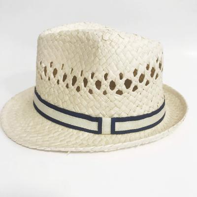 China Image Summer Unisex Hand & Custom Vellum Yarn Wholesale Fedora Hats Panama Hats Trilby Hats for sale