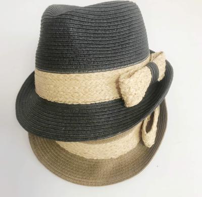 China Picture summer fashion flex hat felt hat natural paper women dress straw hat with bowknot ribbon for sale