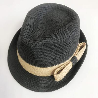 China Picture Fashion Flexible Hat Paper Braid Felted Hat Women Dress Straw Hat With Bowknot Ribbon for sale