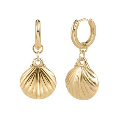 China NUORO Fashion Vintage Cross Ring Women's Gold Wedding Shell Drop Earrings Simple Ocean Earring Perforated Long Pendant For for sale