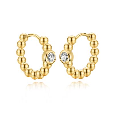 China NUORO FASHIONABLE Exquisite Ear Hoop Women Ladies Shape Part Jewelry Round Zircon Beaded Huggie Brincos Earrings for sale