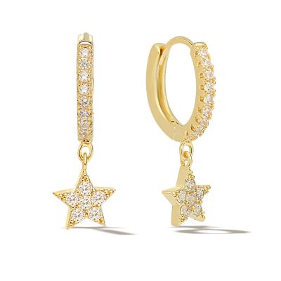 China FASHIONABLE High Quality Copper Gold Filled Star Zircon Jewelry Small Circle Earrings Women Girls Dangle Earrings for sale