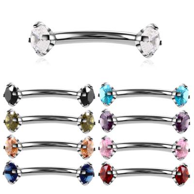 China NUORO 1PC CZ Gem Rook Helix Body Jewelry TRENDY Colorful Tongue Piercing Nose Ring Stainless Steel Crystal Ear Eyebrow Lip Nail Labret for sale