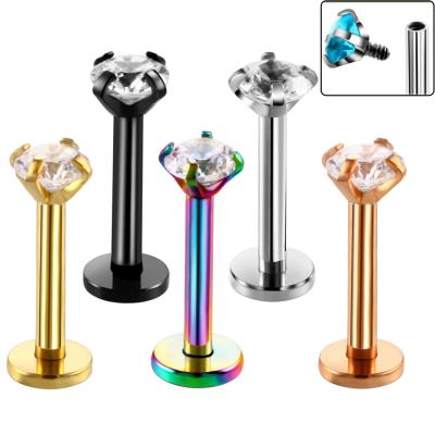 China FASHIONABLE Surgical Steel Matching Helix Ring Charming Jewelry Ear Cartilage Tragus Gem Labret Stud Lip Zircon Piercing NUORO 1Pc Colors for sale