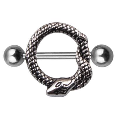 China NUORO FASHIONABLE Snake Nipple Piercing Jewelry Stainless Steel Barbell Navel Ombligo Zodiac Belly Button Ring Steel Bar Ring Punk Gothic Piercing Jewelry for sale