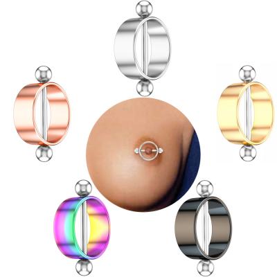 China NUORO Fashionable Straight Breast Studs Titanium Steel Ball End Barbells Body Piercing Jewelry For Women Around Circle Nipple Shield Ring for sale