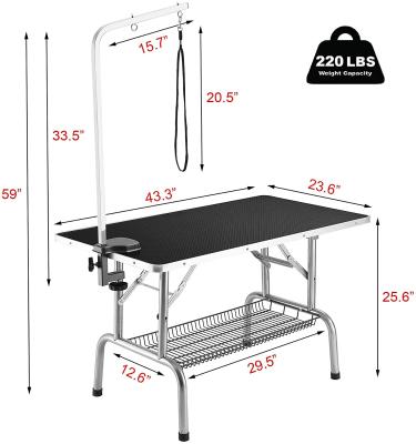 China Stocked Portable Folding Dog Grooming Table, Professional Folding Dog Trimming Table With Adjustable Arm for sale