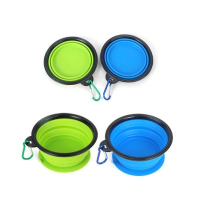 China Stocked Non Skid Collapsible Silicone Dog Bowl with Sucker for Travel and Portable Silicone Pet Bowl for sale