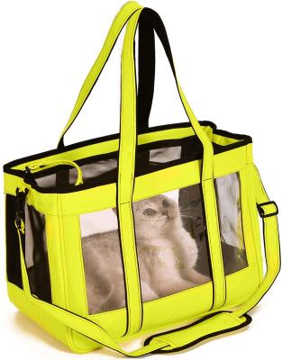 China Airline Approved Dog Carrier Breathable, Soft Sided Cat Carrier, Pet Tote Bag With Transparent Design For Small Dogs for sale