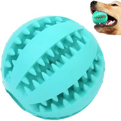 China Dog Chew Toy Balls Durable Soft Rubber Pet Food Treat Feeder Chew Tooth Ball Stocked Cleaning Toys for sale