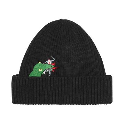 China FMG COMMON STREET Knitted Hat Women Cartoon Embroidery Stickers Men's Sports Cap for sale