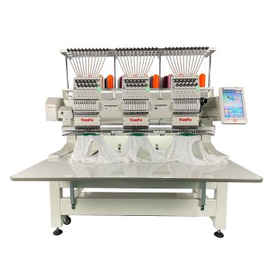 China Garment Shops Yunfu 3 Heads 12/15 Needles Computer High Speed ​​3d Cap Embroidery Machines Price for sale