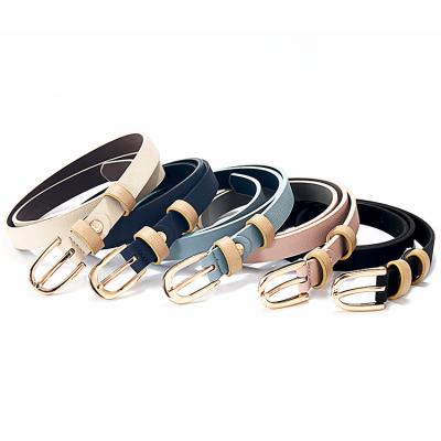 China Women's Pu Leather Belts Lady Formal Dress Belt Fashion.Casual Jean Belt With Metal Buckle Casual Skinny for sale