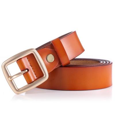 China Gold Leather Buckle Genuine Vintage Leather Belt Lady Casual Skinny Belt Leather For Pants for sale