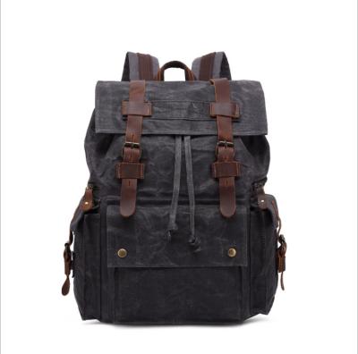 China 15.6 Inch Leather Casual Backpack Canvas Business Vintage Anti-theft Backpack Unisex for sale