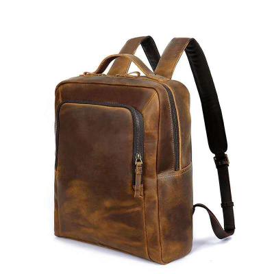 China Anti-theft high quality retro leather waterproof traveling backpack for men for sale