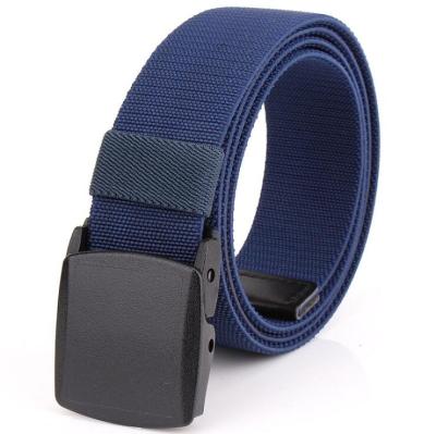 China Durable Breathable Military Tactical Waist Plain Men Stretch Canvas Elastic Belt With Plastic Buckle for sale