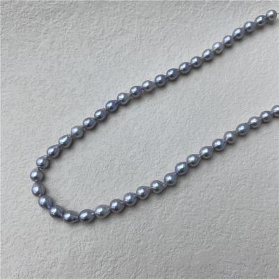 China CLASSIC Gray Blue Baroque Drop Shaped Akoya Pearl Choker Necklace Strand 5A Chinese Natural Freshwater White Wholesale DN018 for sale