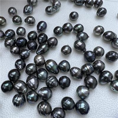 China DIY Tahitian Black Seawater Pearl Beads Natural Screwed Baroque Jewelry For Free Punch DIY L006 for sale