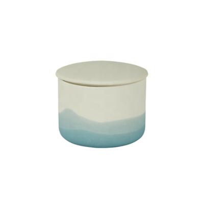 China Elegant Home Decor Gradient Colored Wedding Decor Matte White Home Decor High End Stained Ceramic Candle Jars With Lids for sale