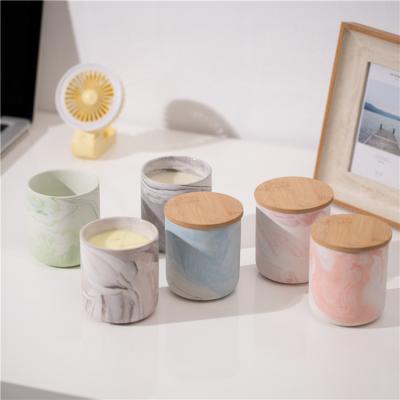 China Wholesale Cheap Elegant Color Custom Hotel Decorative Ornaments Marble Empty Candle Jars Nordic Home Decoration Pieces for sale